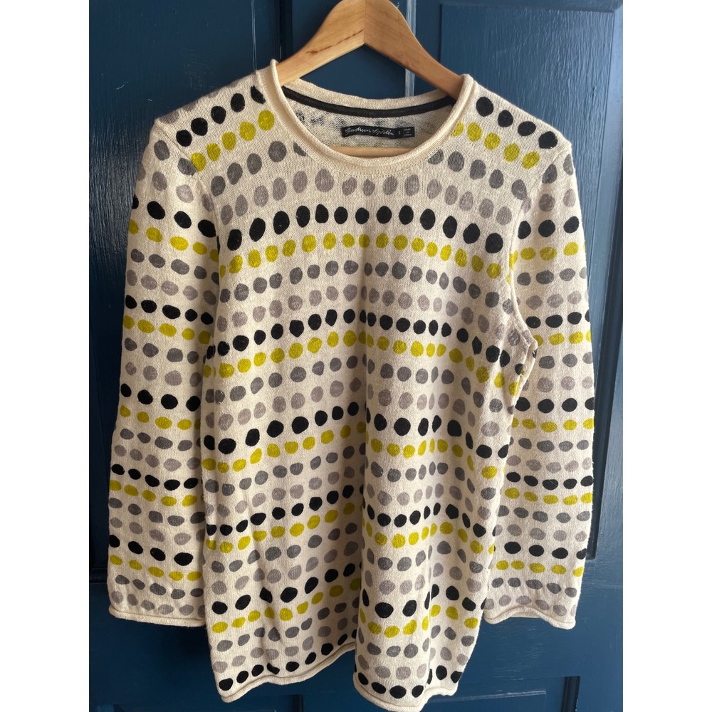 Gudrun Sjoden Cotton Sweater Polka Dot Cream Yellow Green Size S